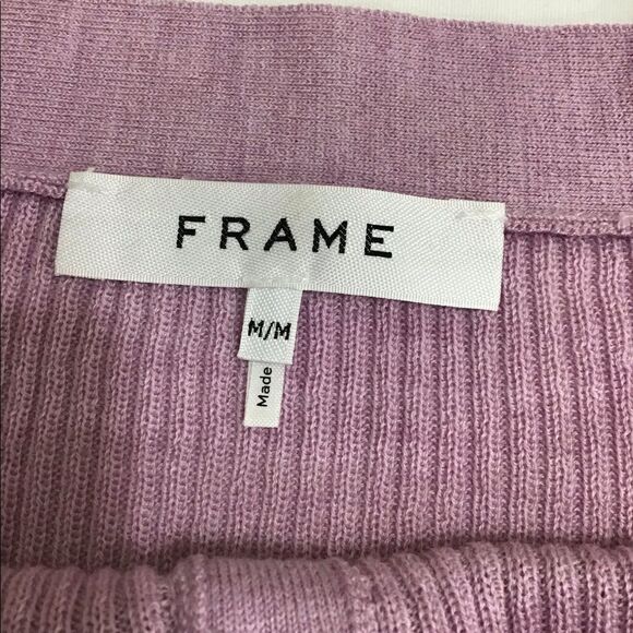 Frame Denim Lavender Off The Shoulder Ribbed Button Detail Cardigan Size M NWT - Picture 6 of 9